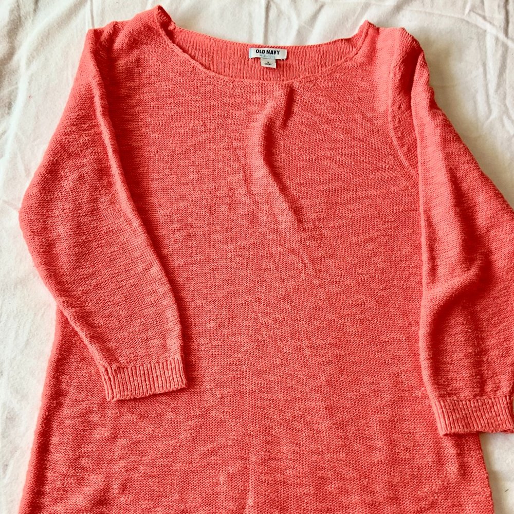Old Navy Coral Scoop Neck Beach Sweater